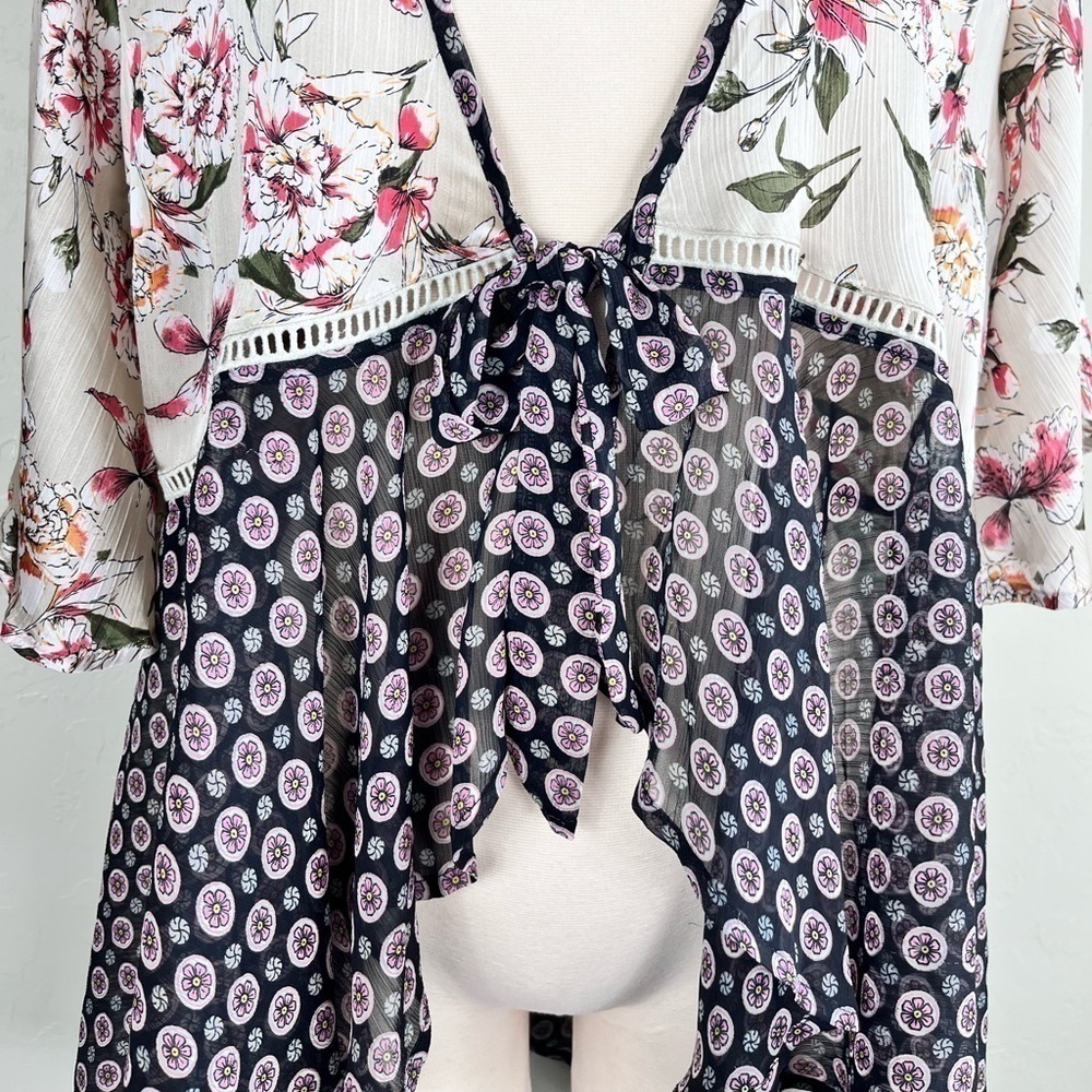 Kori Boho Mixed Print Asymmetrical Flutter Sleeve… - image 7